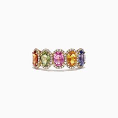 Effy Watercolors 14K Yellow Gold Multi-Sapphire Diamond Ring, 2.81 TCW Multicolor Sapphire Ring In Fine Jewelry Style, Multicolor Oval Sapphire Ring, Multicolor Oval Sapphire Ring With Diamonds, Sea Stars, Multi Sapphire, Effy Jewelry, Sapphire Diamond Ring, Yellow Stone, Jewel Box