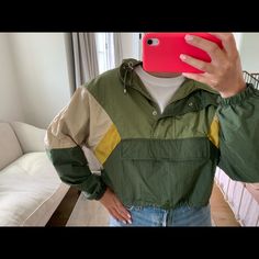 Bershka Cropped Jacket Size Xs Unworn Spring Outdoor Patchwork Windbreaker, Retro Khaki Outerwear For Spring, Trendy Khaki Windbreaker For Fall, Spring Windbreaker With Patchwork, Trendy Fall Windbreaker With Patchwork, Trendy Patchwork Windbreaker For Fall, Trendy Green Windbreaker, Trendy Khaki Windbreaker For Spring, Bershka Jacket