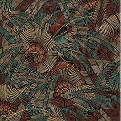 an image of a wallpaper with many different colors and patterns on the surface, including leaves