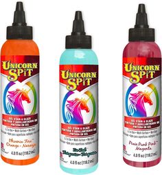 three different colors of unicorn spirit paint