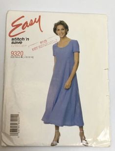 a sewing pattern for a women's dress with short sleeves