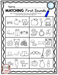 a printable worksheet for matching first sounds