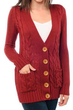 - Length: 26.5-27.5" - 100% Acrylic- Long-sleeved V-neck Cable Knit Sweater Jacket - Buttons and Pockets at Front- Various Vivid Color ChoicesFabric Contents: 100% AcrylicStretch fabricCare Instructions: Hand WashSize Measurement (inch): S: 29.0 (Bust), null (Waist), null (Hips), 26.5 (Length) M: 31.0 (Bust), null (Waist), null (Hips), 27.0 (Length) L: 33.0 (Bust), null (Waist), null (Hips), 27.5 (Length) Fall V-neck Sweater With Pockets, V-neck Sweater With Buttons For Fall, Fitted V-neck Cardigan With Pockets, V-neck Knit Sweater With Pockets, Fitted V-neck Knitted Sweater Coat, Fall V-neck Knitted Cardigan, Fitted Knitted V-neck Sweater Coat, Fitted V-neck Cable Knit Cardigan, Fall Cable Knit V-neck Cardigan