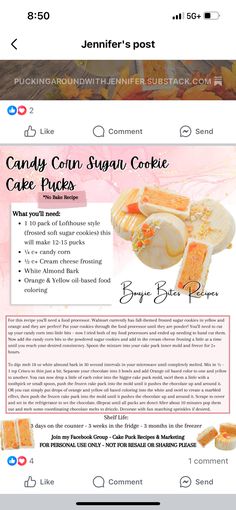 the candy corn sugar cookie cake picks app on an iphone