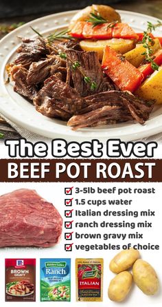 an advertisement for the best ever beef pot roast