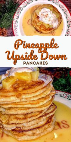 pineapple upside down pancakes on a plate