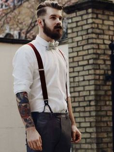 # fashion for men # men's style # men's fashion # men's wear # mode homme Vintage Wedding Suits, Dandy Look, Groom Suspenders, Groomsmen Suspenders, Wedding Shoes Vintage, Mens Wedding Attire, Groom Wedding Attire, Suspenders Men, Hipster Man