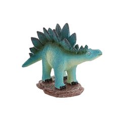 a small toy dinosaur with wings on it's head and tail, standing on a rock