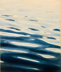 an abstract painting of blue and white water