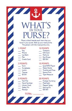 what's in your purse? poster with an anchor on the front and bottom