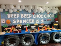 Second Birthday Truck Theme, Trucking Into Two Birthday, Vehicle Themed 2nd Birthday Party, Vehicle 2nd Birthday Party, Vroom Vroom Birthday Party, Transportation 2nd Birthday Party, 2nd Birthday Vehicle Theme, Vehicles 2nd Birthday, Transport 2nd Birthday