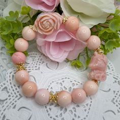 DIY handmade bracelet  Queen Conch Shell  Unicorn 🦄 14K gold filled 14cm - elasticity Handmade Rose Gold Round Beaded Bracelets, Elegant Handmade Pink Stretch Bracelet, Handmade Rose Gold Bracelets With Round Beads, Handmade Rose Gold Bracelet With Round Beads, Elegant Hand-strung Bracelets For Good Luck, Queen Conch Shell, Shell Diy, Unicorn Flower, Shells Diy