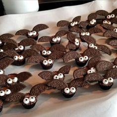 chocolate cupcakes decorated with googly eyes and leaves