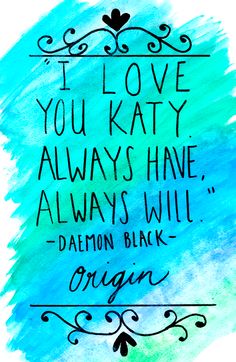 a blue and green watercolor background with the words, i love you kayty always have