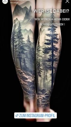 an arm with trees and mountains on it, in front of the words wer is da