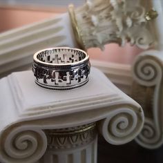 "Cross ring, Byzantine design, Engraved cross ring, Statement Rings, Medal ring, Crosses ring, Vintage Style, GREEK JEWELRY, Handmade Sterling Silver 925 Ring \"Byzantine Style\" Fleur De Lis Cuff Bracelet ring wide 12.25mm" Engraved Byzantine Ring For Anniversary, Engraved Byzantine Wedding Rings, Byzantine Open Ring For Gift, Silver Byzantine Rings Hallmarked, Symbolic Promise Ring With Intricate Design, Symbolic Intricate Design Promise Ring, Byzantine Rings With Intricate Design For Gift, Symbolic Rings With Decorative Band For Gifts, Byzantine Ring With Intricate Design For Gift