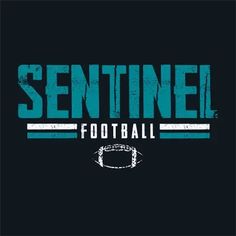 the seattle football logo on a black background with blue and white lettering that reads, senti football