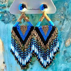 Fabulous Luxe Statement Earrings With Long Beaded Fringe In Blue, White, Black & Gold By Deepa Gurnani, Whose Work Is Often Featured By Anthropologie. Gorgeous, Elegant, Lightweight & Guaranteed To Bring Raves Every Time You Wear Them. Perfect For Casual Or Dress Wear. Designed By Deepa & Hand-Embroidered According To Her Specifications By Jewelry Artisans In India, With Delicate Glass Seed Beads, Suede Backing & Post Backs. Approx. 4 1/2” Long, 1 1/2” Wide. Nwt Blue Beaded Dangling Earrings For Festivals, Blue Beaded Earrings With Dangling Beads For Festival, Blue Dangling Beads Earrings For Festival, Blue Large Beads Dangle Earrings, Traditional Blue Beaded Earrings With Colorful Beads, Blue Large Beaded Dangle Earrings, Blue Beaded Fringe Earrings For Festival, Traditional Blue Beaded Fringe Earrings, Bohemian Blue Earrings With Beaded Fringe