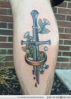 Traditional Lord Of The Rings Tattoo, Narsil Tattoo, Skin Doodles, Rings Tattoo