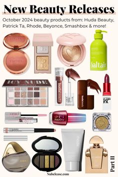 A variety of new beauty products released in October 2024 from eyeshadow palettes, nail polish, perfume, moisturizer, mascara and more. Patrick Ta, Eyeshadow Palettes, Beauty Product, Round Up, Holiday Collection, Huda Beauty, Makeup Yourself, Eyeshadow Palette, Beyonce