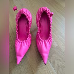 Good Used Conditon. Authentic. Minor Imperfections. See Photos. Comes With Box And 2 Dust Bags Material Leather. Size 37 = Sz 7 Us Heel Length: 3 In. Neon Pink Heels, Pink Heels, Neon Pink, Shoes Women Heels, Balenciaga, Pink Ladies, Dust Bag, Shoes Heels, Im Not Perfect