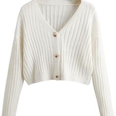 Sweatyrocks Women's Long Sleeve Button Front V Neck Soft Knit Cardigan Sweater New With Tags Size Small Gingham Cardigan, Shein Fashion, Soft Knit Cardigan, Cardigan Crop Top, Cardigan Sweaters, Cropped Cardigan Sweater, Cardigan Crop, Sweater Brands, White Cardigan