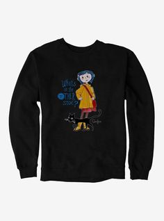 50% pre-shrunk cotton  50% polyester heavyweight fleeceWash cold; dry lowImportedListed in men's  unisex sizes Plus Size Fits, Sweatshirts Online, Sweaters And Jeans, Coraline, Crew Sweatshirts, Black Forest, Aesthetic Fashion, Hot Topic, Fashion Games