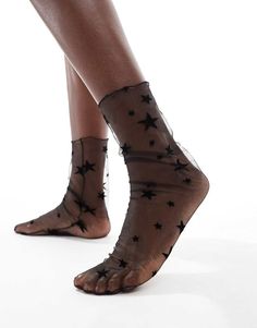 Socks & Tights by Glamorous Treats for your top drawer Star design Fitted cuffs Mid cut Sacs Tote Bags, Flip Flop Boots, Print Socks, Leopard Print Baby, Star Design, Top Drawer, White Trainers, Maxi Dress Trend, Curves Workout