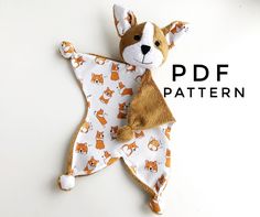 a stuffed animal is laying on its back with the words pdf pattern below it