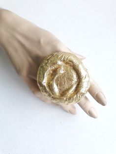 Statement Gold Ring, Brutalist Gold Ring, Round Big Ring, Pattern, Rough Contemporary, Artisan Ring, Huge Ring, Fashion, Jewelry, Unique - Etsy Bosnia and Herzegovina Gold Hand Cast Rings For Gifts, Hand Cast Gold Rings For Gift, Unique Rings With Lost Wax Casting As Gift, Gold Round Wearable Art Jewelry, Unique Handmade Dome Ring For Wedding, Hand Cast Open Dome Ring Gift, Artistic Handmade Gold Rings, Handmade Artistic Gold Rings, Gift Dome Ring Hand Cast Open Design