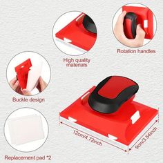 a red mouse pad with instructions for how to put it on the computer screen and use it