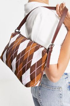 Bag is beautiful, good material and very soft. #argyle #shoulder Playful Jewelry, Scandi Chic, Argyle Print, Linnet, Lace Bra, Chic Design, Blue Bags, Woven Fabric, Latest Trends