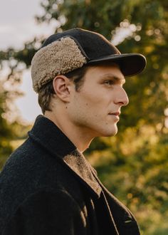 A true lambskin shearling cap, fully lined in twisted, curly Spanish merino. There's no glue involved – this is two sides of a natural hide. Lambskin's superior hand and temperature regulating properties keep this comfortable cap in play for the entire fall-winter. Size down for a tighter fit. SIZE STANDARD HAT SIZE CIRCUMFERENCE M 7 1/8 22.5'' L 7 1/2 23'' XL 7 3/4 23.5'' Aviator Cap, Aviator Hat, Trapper Hat, Trapper Hats, Mens Fashion Fall, Mens Fall, Hat Sizes, Chestnut, Glue