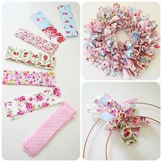 four different types of hair ties with flowers on them