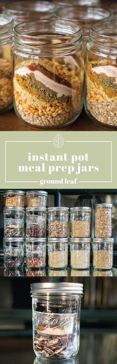 jars filled with food sitting on top of a shelf