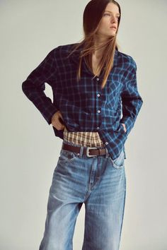 PLAID SHIRT - Blues | ZARA United States Blue Plaid Shirt, Cardigan Sweater Dress, Shirt Blouses Tops, Autumn Style, Blazer Vest, Jeans Rock, Collared Shirt, Check Shirt, Zara United States