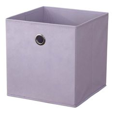 a purple storage bin with a metal ring on the top and bottom section, in front of a white background