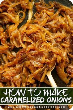 how to make caramelized onions in the slow cooker with text overlay