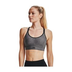 The Under Armour� UA� Infinity Mid Heather Sports Bra for Ladies gives you strategic support for medium-impact activities, like cycling, weight training, boxing, and more. Molded, 1-piece polyurethane padding has been injected into the construction in a figure-8 pattern to create a more aerodynamic fit and a much lighter feel. Moisture-wicking and fast-drying fabric keeps you dry and comfortable. Breathable mesh panels allow air to circulate, while the smooth band wicks away moisture. Hook-and-e Heather Cover, Entrainement Football, Training Boxing, Medium Support Sports Bra, Sport Basketball, Sport Bra Top, Sport Bh, Sport Bra, Under Armour Women