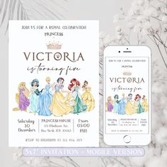 a phone and an event ticket for the princesses