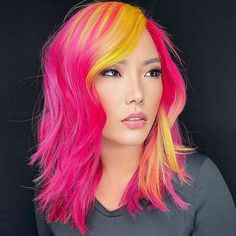 27 Surprisingly Trendy Yellow Hair Color Ideas in 2023 Pink And Yellow Hair, Natural Dark Hair, Light Purple Hair, Creative Hair Color, Guest Hair