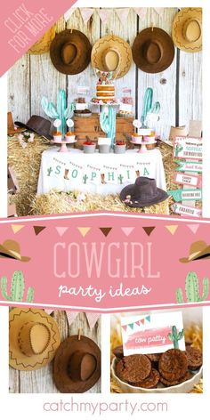 a cowgirl birthday party with desserts and decorations