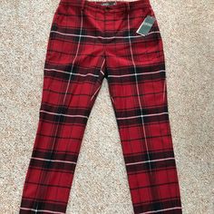 Ralph Lauren Red/Black Plaid Pants Great For The Holidays Button And Zipper Front Closure Belt Loops Size 2 Black Plaid Pants, Ralph Lauren Pants, Ralph Lauren Women, Red And Black Plaid, Plaid Pants, Black Plaid, Straight Leg Pants, Lauren Ralph Lauren, Front Zipper