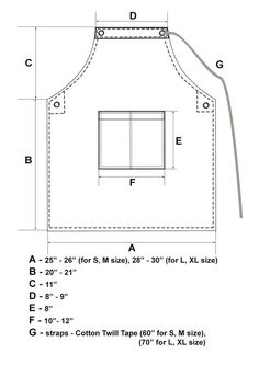 the diagram shows how to make a sewing pattern for an apron, with measurements and instructions