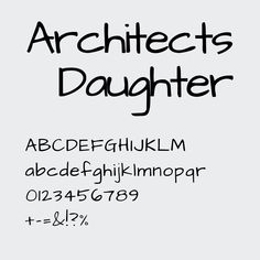 the font and numbers are in black on white paper, which reads architecture's daughter