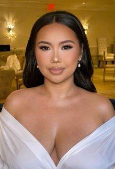 Glam Makeup Filipino, Soft Glam Makeup For Prom, Glam Makeup Asian Eyes, Bridal Makeup Aesthetic, Bride Makeup Round Face, Makeup Ideas Wedding Bridesmaid, Wedding Makeup Plus Size Bride, Full Soft Glam Makeup, Asian Bridal Makeup Filipino