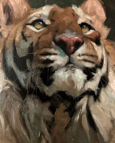 an oil painting of a tiger's face