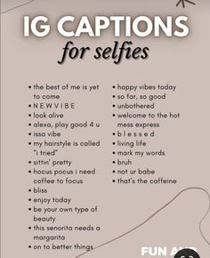 a poster with the words i'm captions for selfies and an image of a