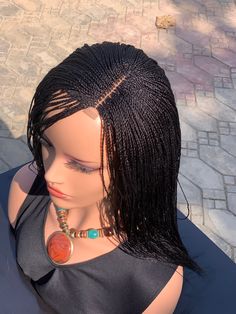 Micro Senegalese twist braided wig for black women *Premium kenakalon braiding hair  * 18inches * color 1 Micro twist braided wig *closure lace wig Micro twist braided wig is a closure wig and beginners friendly wig. The part on this twisted braided wig can be placed at the center or side of the head for that gorgeous look. *light weight Senegalese twist braids  * Glueless braids wig, but can be glued if desired    * processing time- 3days  *Ready to ship micro twisted braided wig for black wome Micro Senegalese Twist, Short Braided Wigs, Senegal Twist, Hair Inches, Wig Closure, Senegalese Twist Braids, Micro Twists, Wig For Black Women, Cheap Wigs