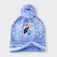 the frozen princess beanie is shown with a pom - pom on top